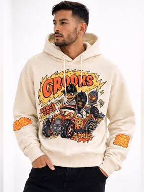Y2K Statement Cartoon Graphic Hoodie Crooks & Castles Spell Out Embroidered L